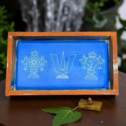 Rangly Shankh Chakra Namah   Rangoli Stencil Wooden 9x5 Inches  Pack of 1 Piece