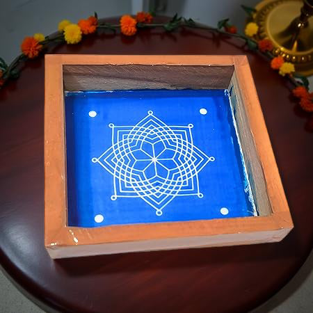Rangly Hrudaya Kamala Kolam Rangoli Stencil Wooden,  5 × 5 Inches Pack of 1 Piece