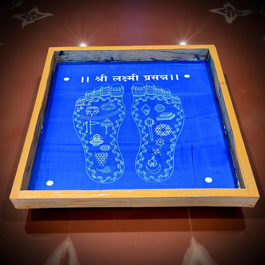 Rangly Shri Laxmi Prasanna  Rangoli Stencil Wooden 10x10 Inches  Pack of 1 Piece