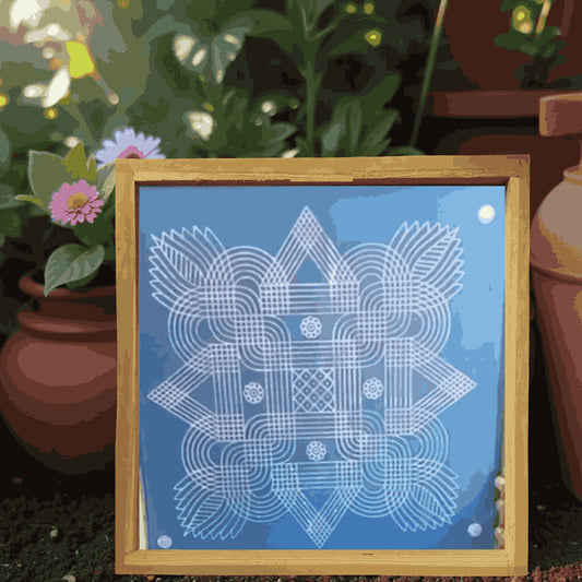 Rangly Jumbo Star Rangoli Triangle Deisgn Stencil Wooden 16*16 Inches Pack of 1 piece