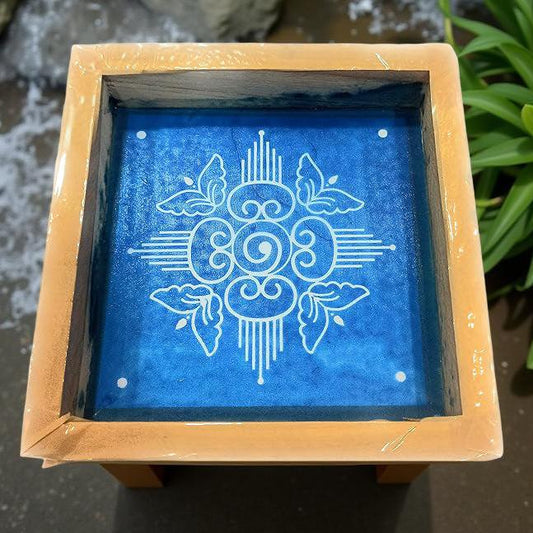 Rangly Paradise Double Butterfly Rangoli Stencil Wooden 5*5 Inches Pack of 1 piece