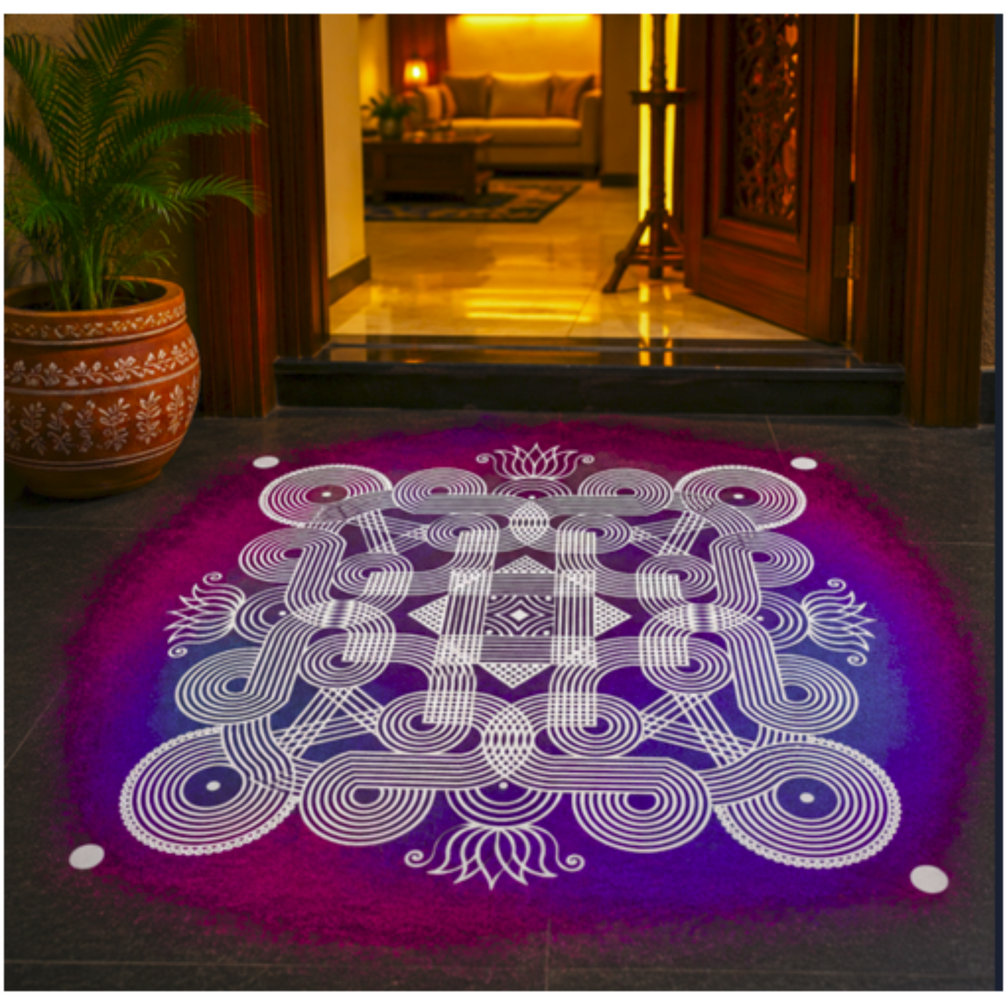 Rangly Classic Kanya Big Kolam Stencil  Pack of 1 piece -WJ2412