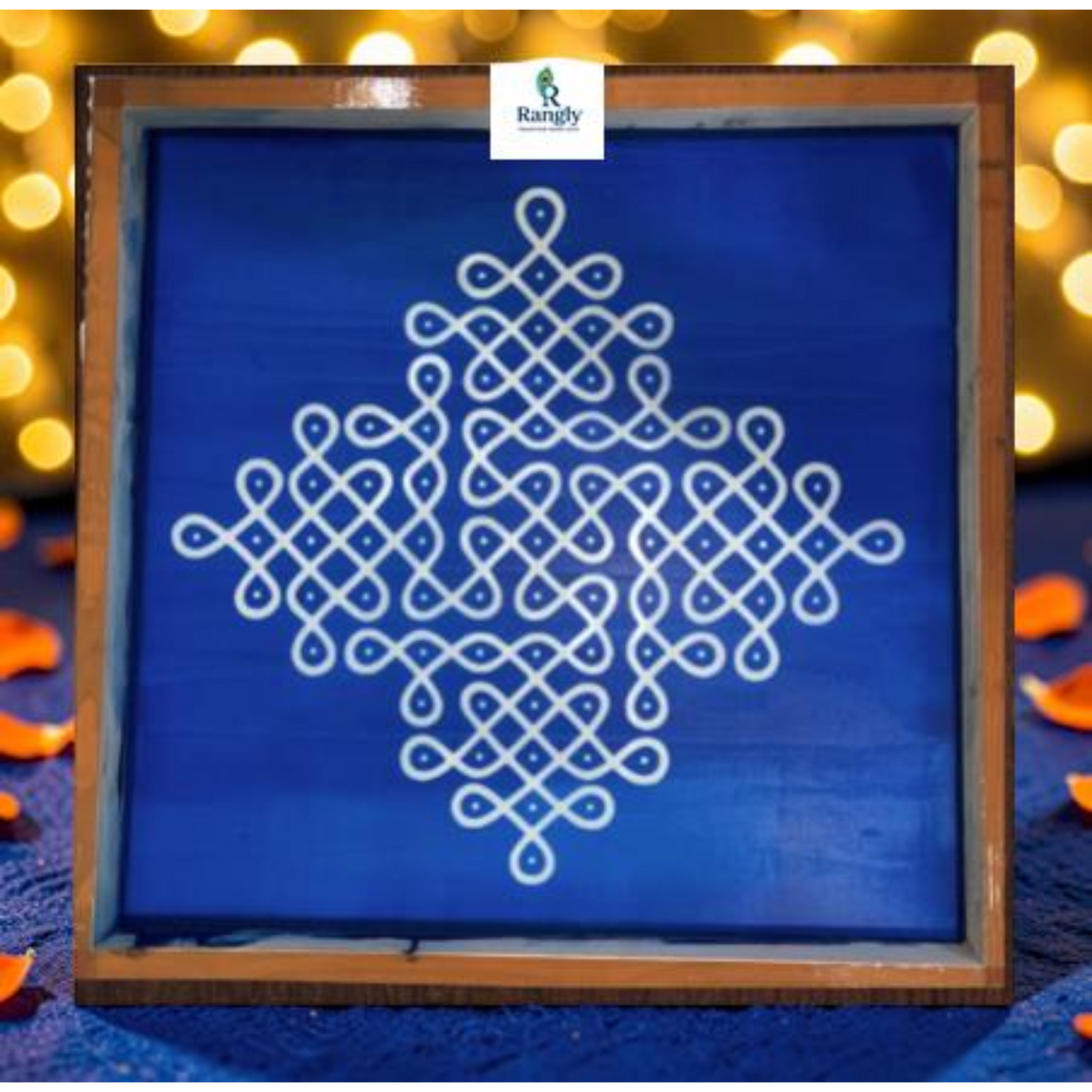 Rangly  Lakshmi Pulli Kolam Stencil Wooden Pack of 1 piece -  WJ2011