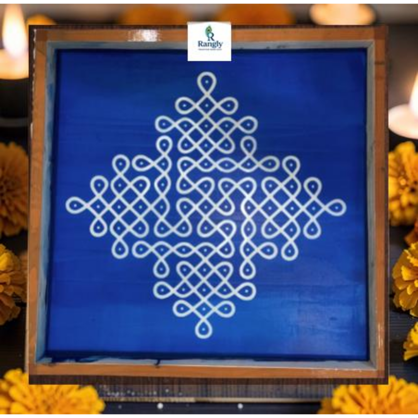 Rangly  Lakshmi Pulli Kolam Stencil Wooden Pack of 1 piece -  WJ2011