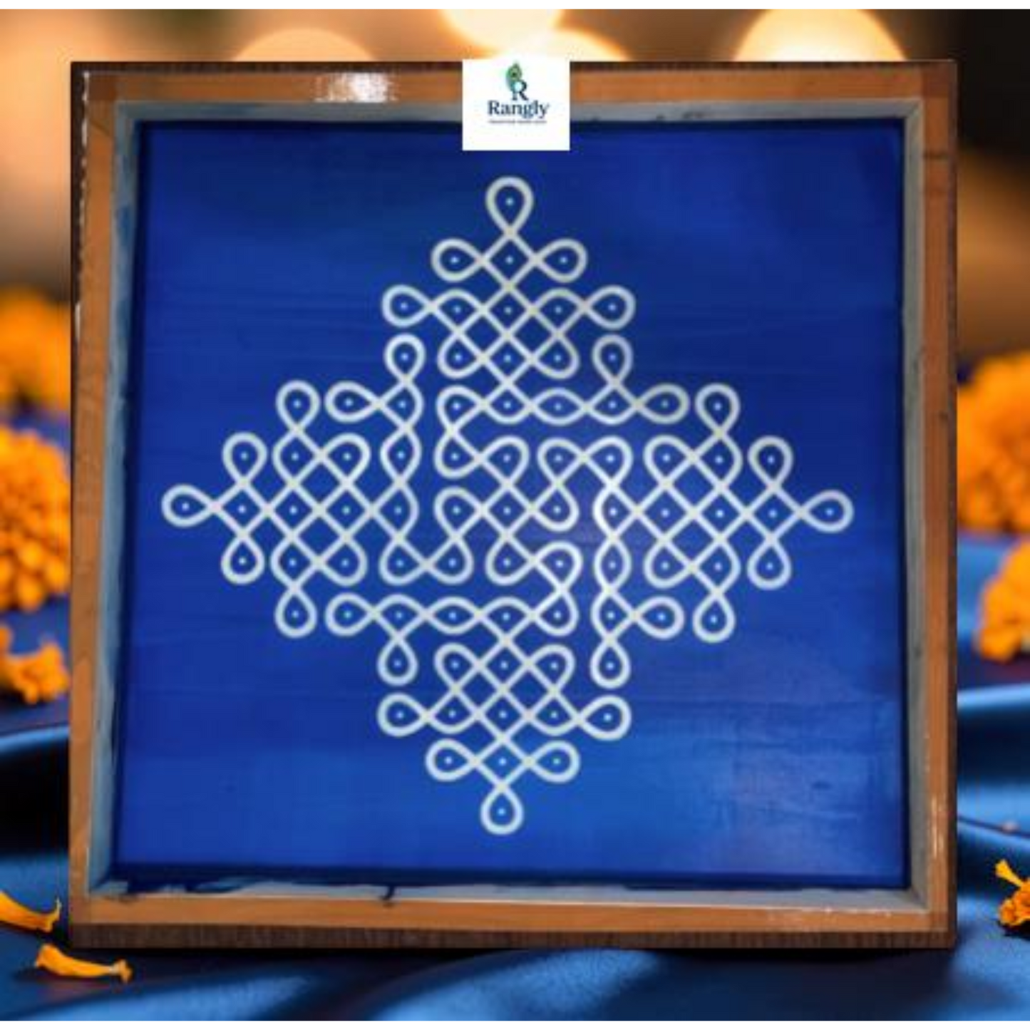Rangly  Lakshmi Pulli Kolam Stencil Wooden Pack of 1 piece -  WJ2011