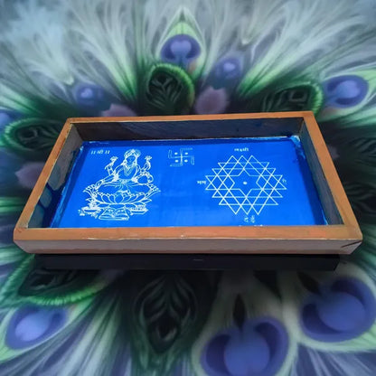 Rangly Aishwarya Kolam with Lakshmi Rangoli Stencil Wooden, 1 Piece (9x5 Inches)