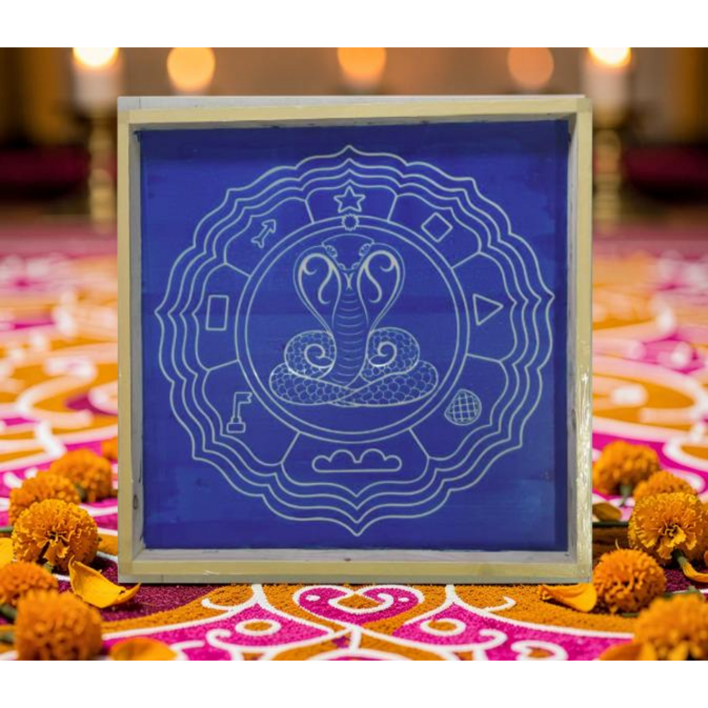 Naga Yantra rangoli Model 5  wooden Stencil - Symbol of Protection and Cosmic Energy
