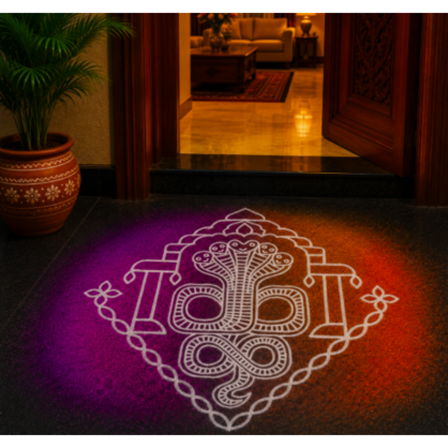 Naga Yantra Rangoli Model 7 wooden Stencil - Symbol of Protection and Cosmic Energy
