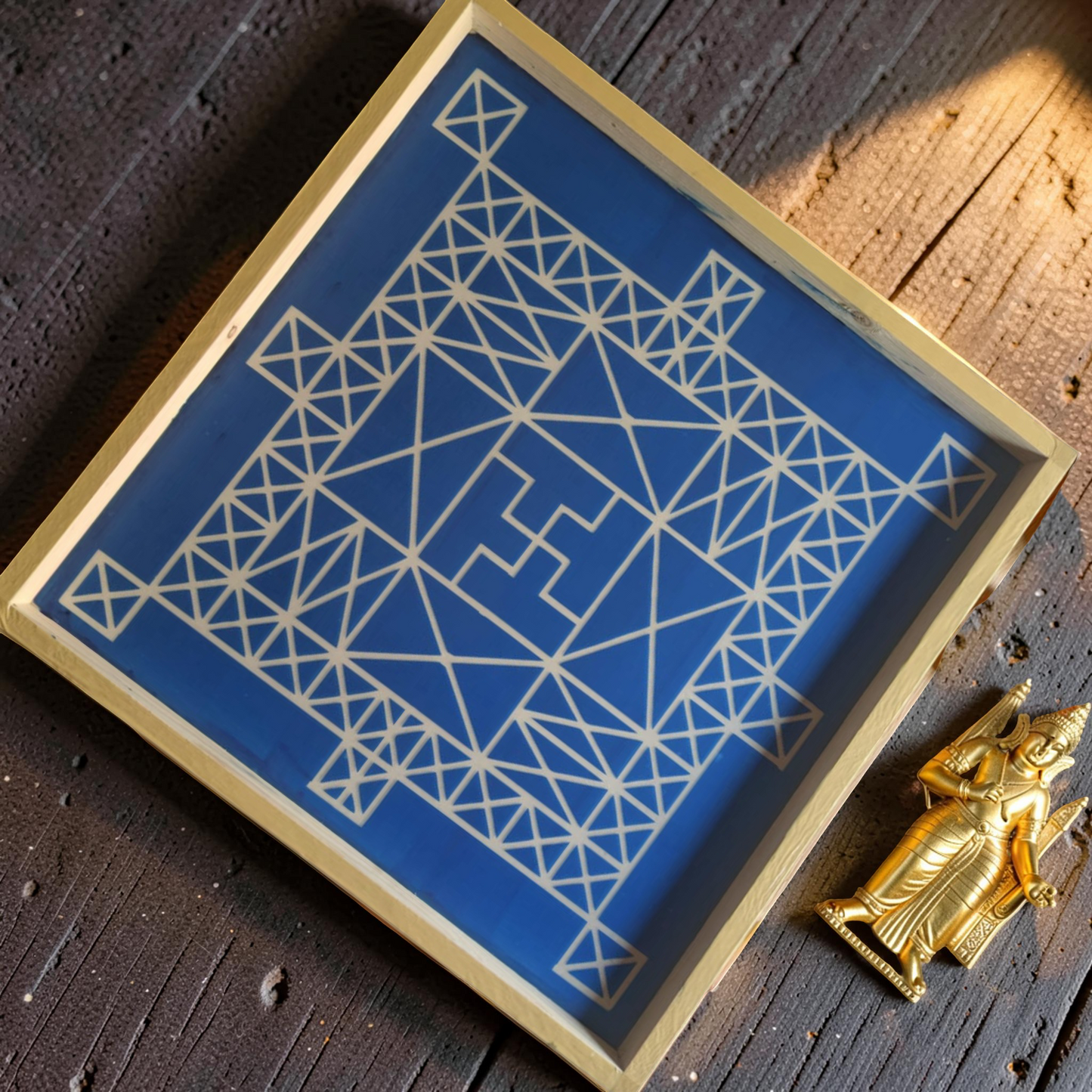 Rangly Vasthu Bali Padmam Yantra Rangoli Design Stencil Wooden 30x30 Inches Pack of 1 piece