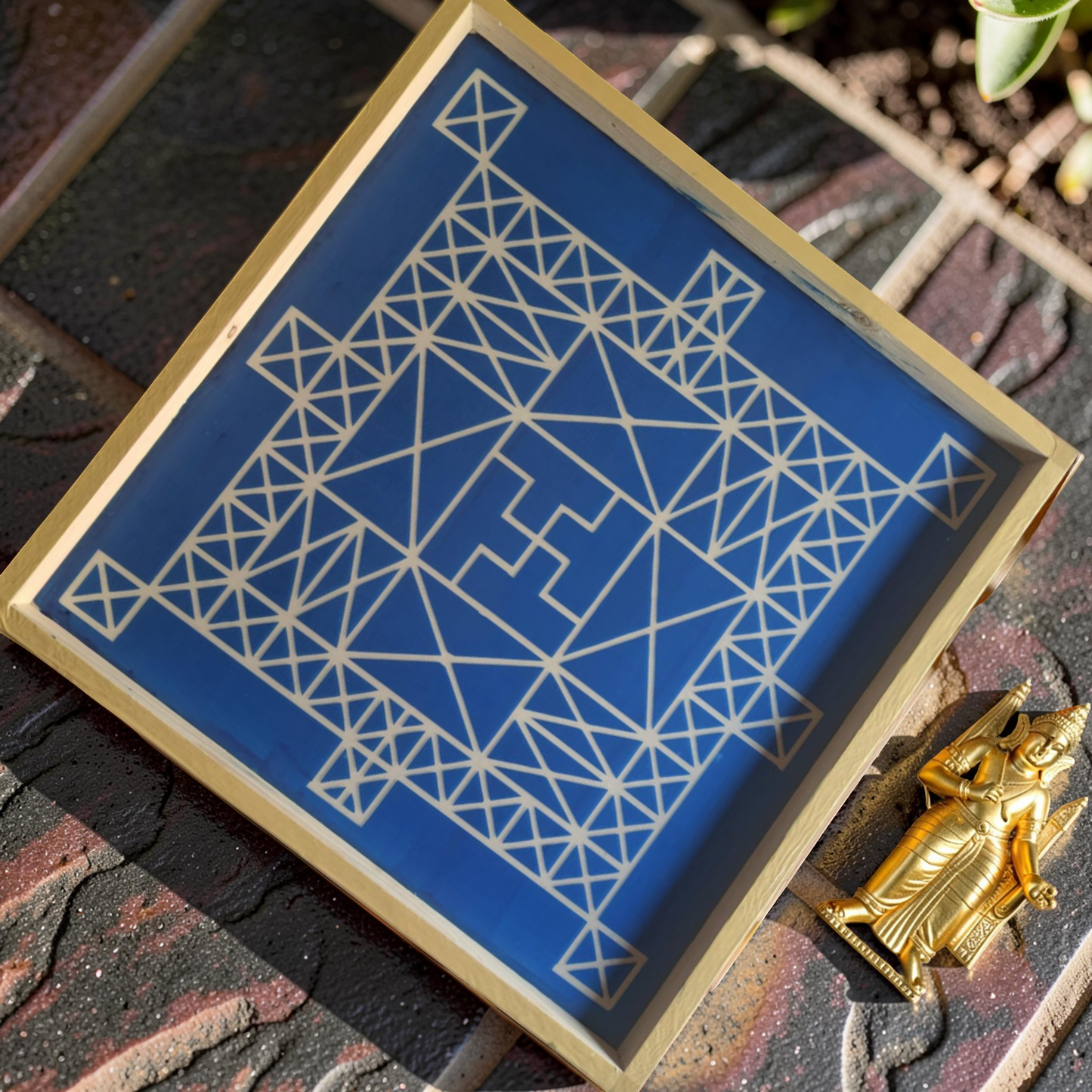 Rangly Vasthu Bali Padmam Yantra Rangoli Design Stencil Wooden 16x16 Inches Pack of 1 piece