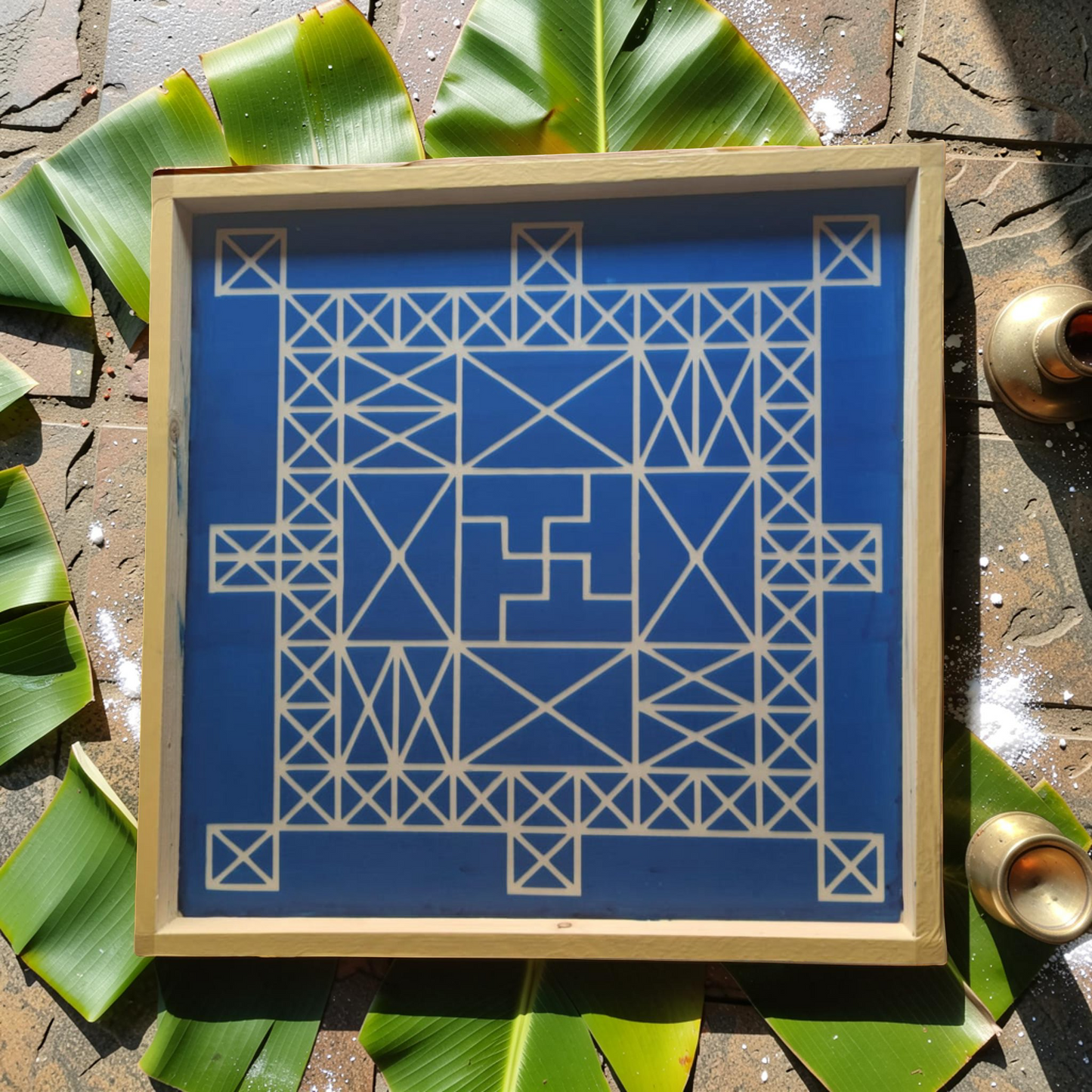 Rangly Vasthu Bali Padmam Yantra Rangoli Design Stencil Wooden 16x16 Inches Pack of 1 piece