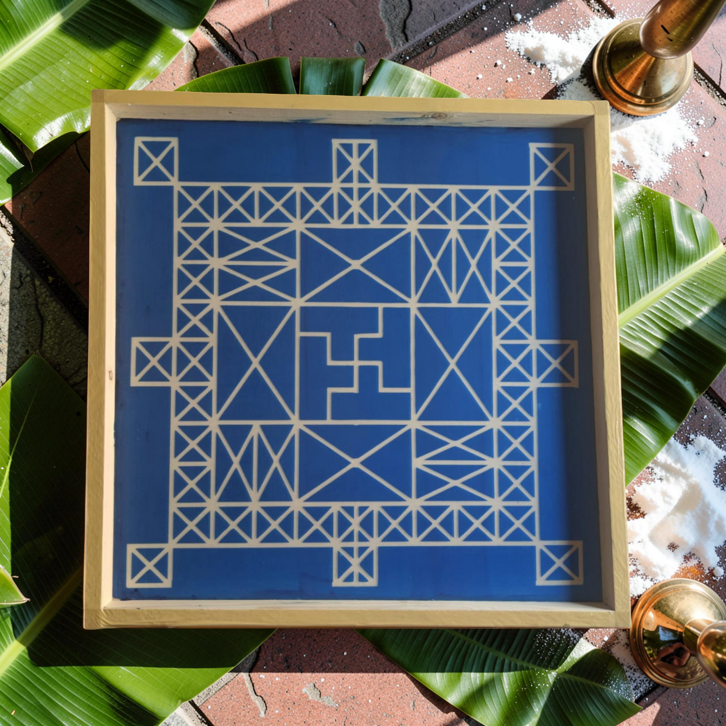 Rangly Vasthu Bali Padmam Yantra Rangoli Design Stencil Wooden 16x16 Inches Pack of 1 piece