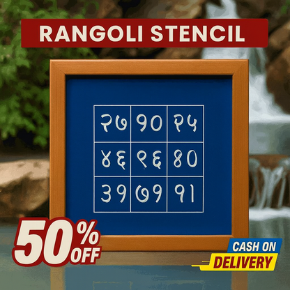 Rangly Numbers Symbols Rangoli Stencil Wooden 5*5 Inches Pack of 1 piece
