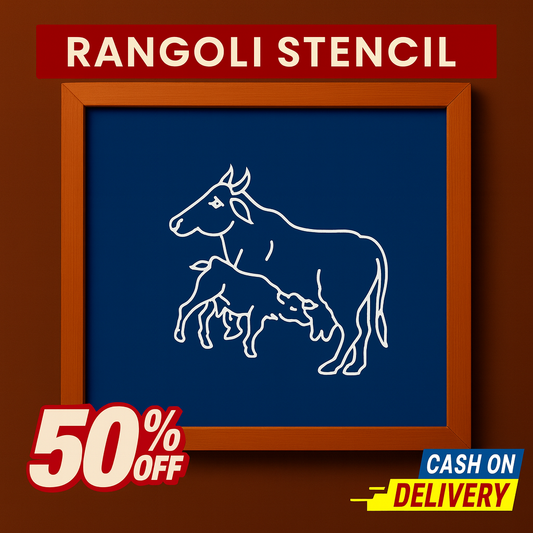 Rangly Komatha Kolam Rangoli Stencil Wooden,  5 × 5 Inches Pack of 1 Piece