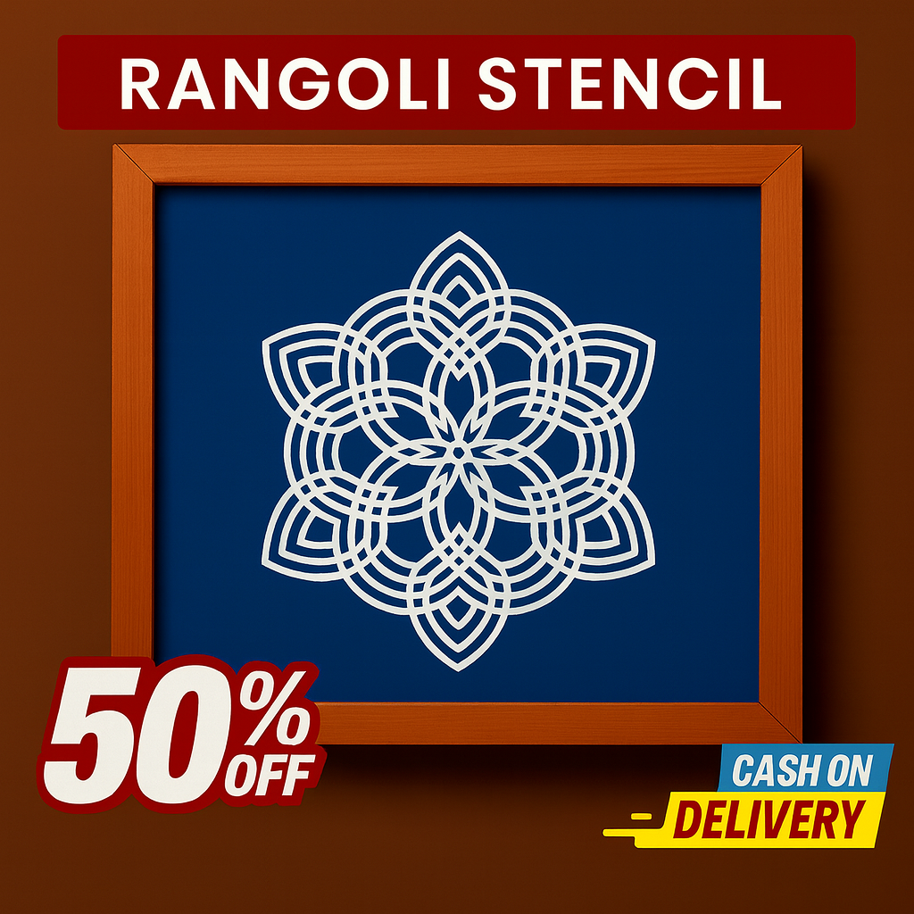 Rangly Hrudaya Kamala Rangoli Stencil Wooden 5*5 Inches Pack of 1 piece