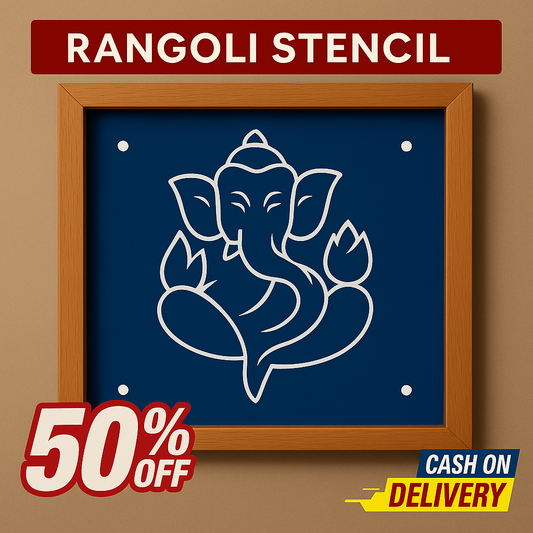 Rangly Ganesh Rangoli Stencil Wooden 5×5  Inches Pack of 1 piece