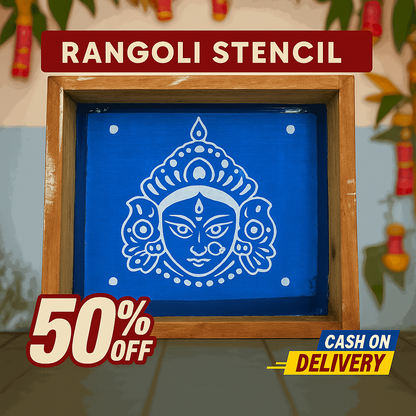 Rangly  Maa Durga Rangoli Stencil Wooden 5*5 Inches Pack of 1 piece
