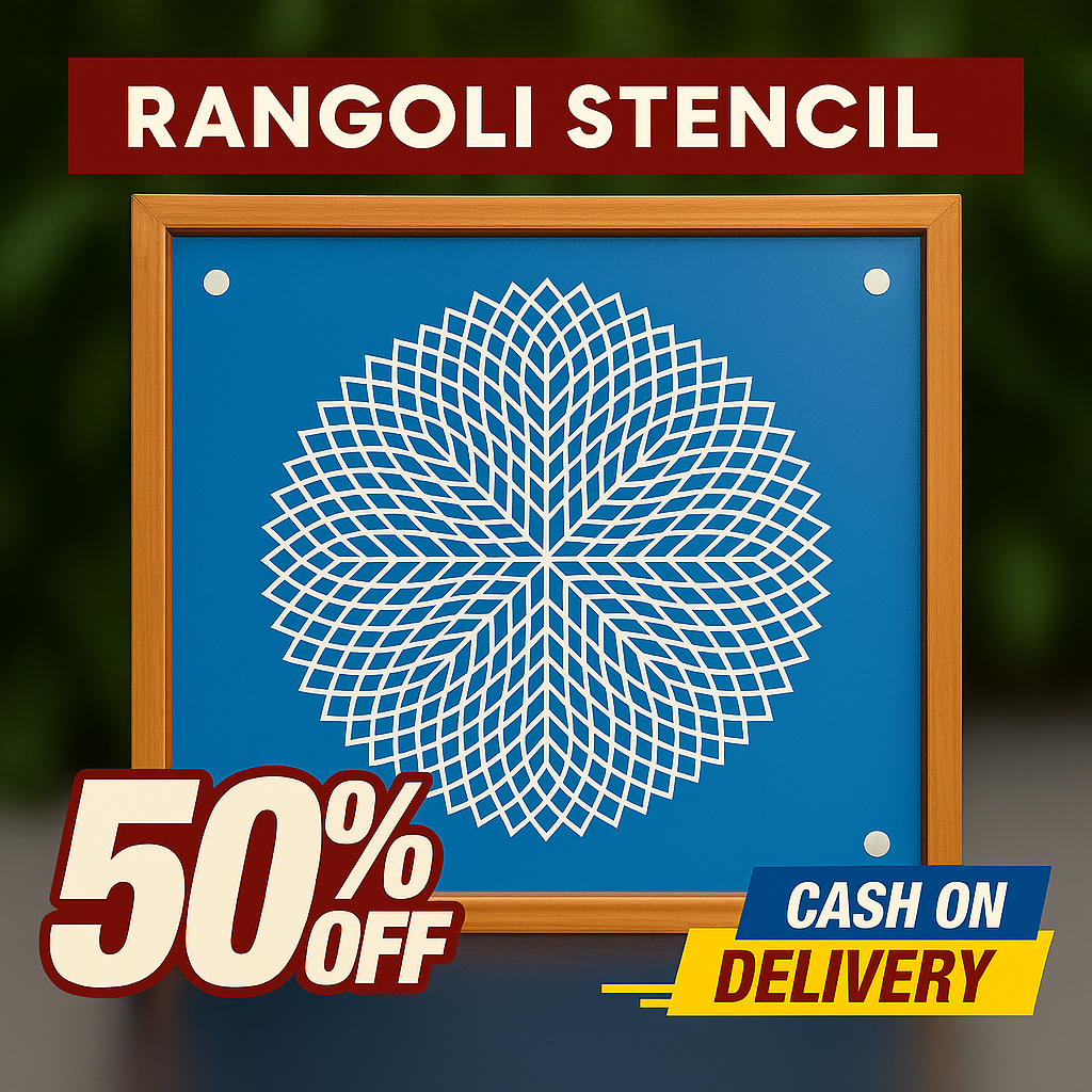 Rangly Jumbo Rangoli Sahatradal Kamal Stencil Wooden 30x30 Inches Pack of 1 piece