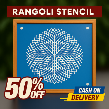 Rangly Jumbo Rangoli Sahatradal Kamal Stencil Wooden 30x30 Inches Pack of 1 piece