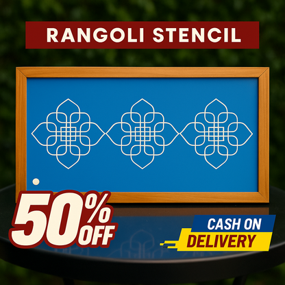 Rangly Flower Kambi Kolam Border Rangoli Stencil Wooden 17 * 5 inches Pack of 1 Piece