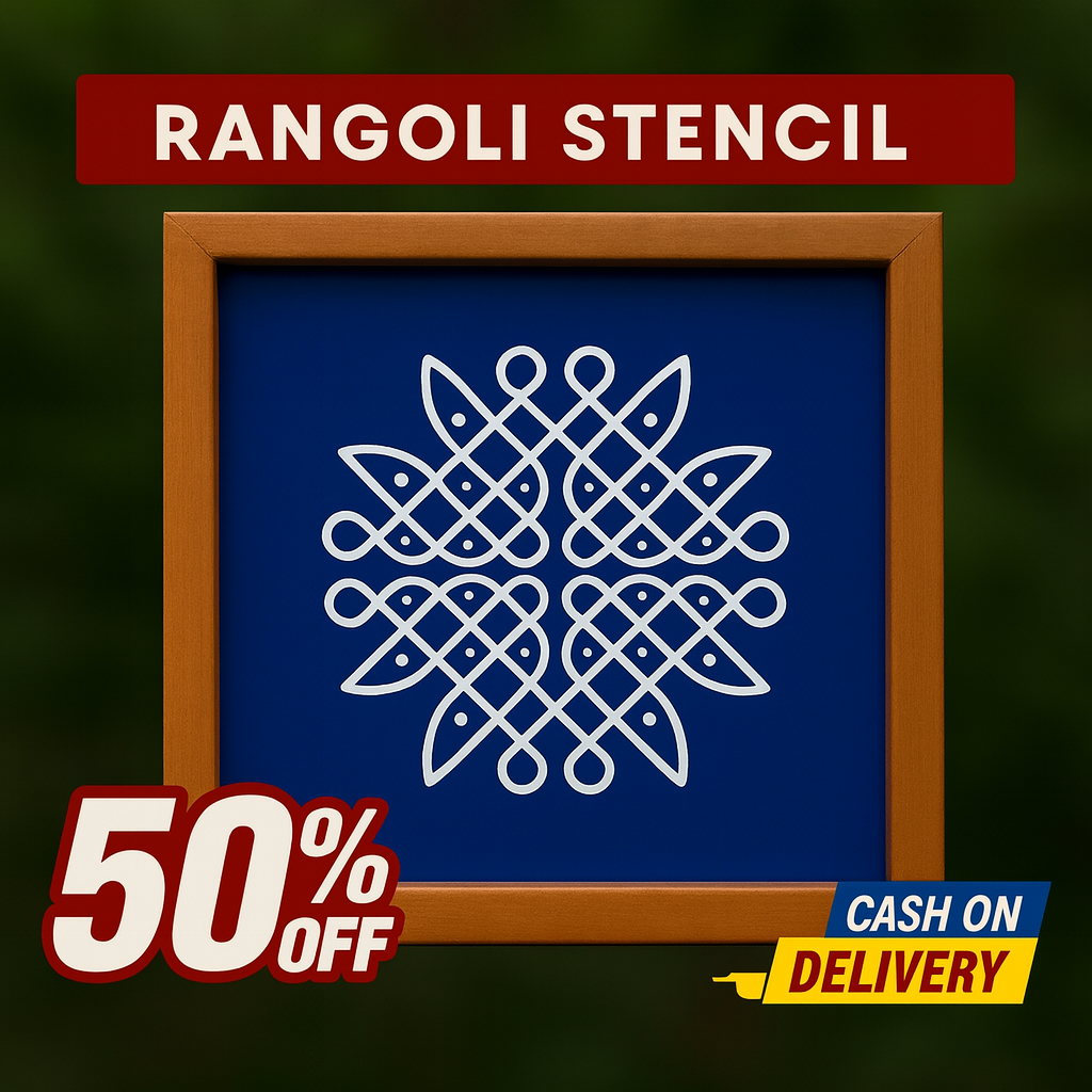 Rangly Kambi Kolam Model 6 Rangoli Stencil Wooden 10x10 Inches  Pack of 1 Piece