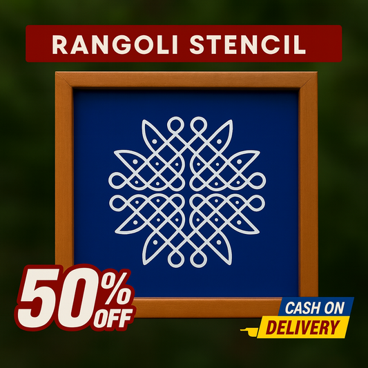 Rangly Kambi Kolam Model 6 Rangoli Stencil Wooden 10x10 Inches  Pack of 1 Piece