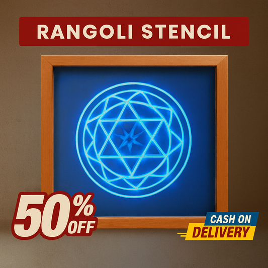 Rangly Sri  Yantra Model 2 Rangoli Stencil Wooden 5*5 Inches Pack of 1 piece