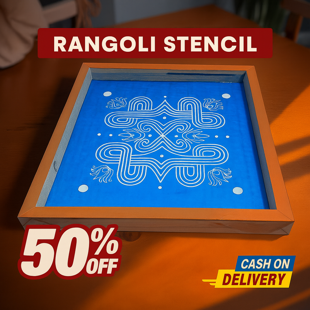 Rangly Padi Kolam Model 4  Rangoli Stencil Wooden  10x10 Inches  Pack of 1 Piece