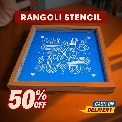 Rangly Padi Kolam Model 4  Rangoli Stencil Wooden  10x10 Inches  Pack of 1 Piece