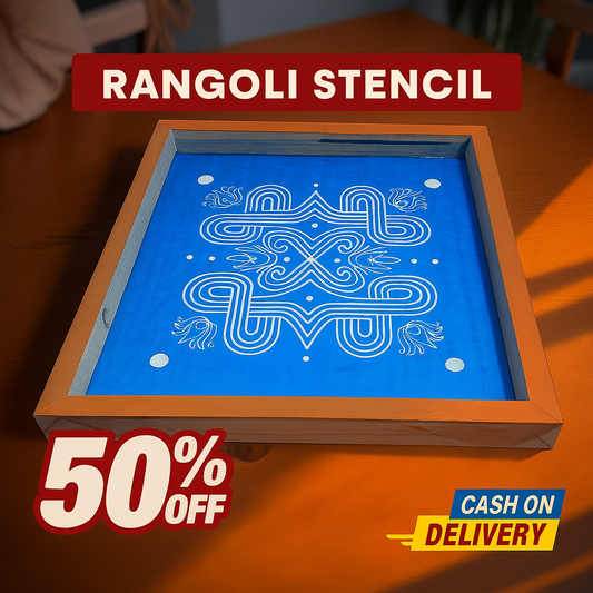 Rangly Padi Kolam Model 4  Rangoli Stencil Wooden  10x10 Inches  Pack of 1 Piece
