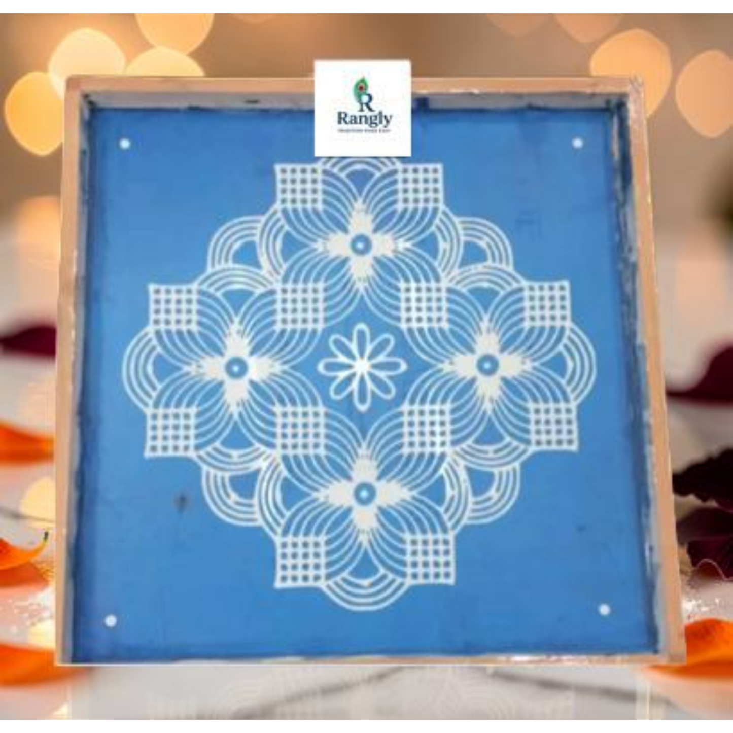 Rangly Square Rangoli Stencil  Pack of 1 piece - WJ2401