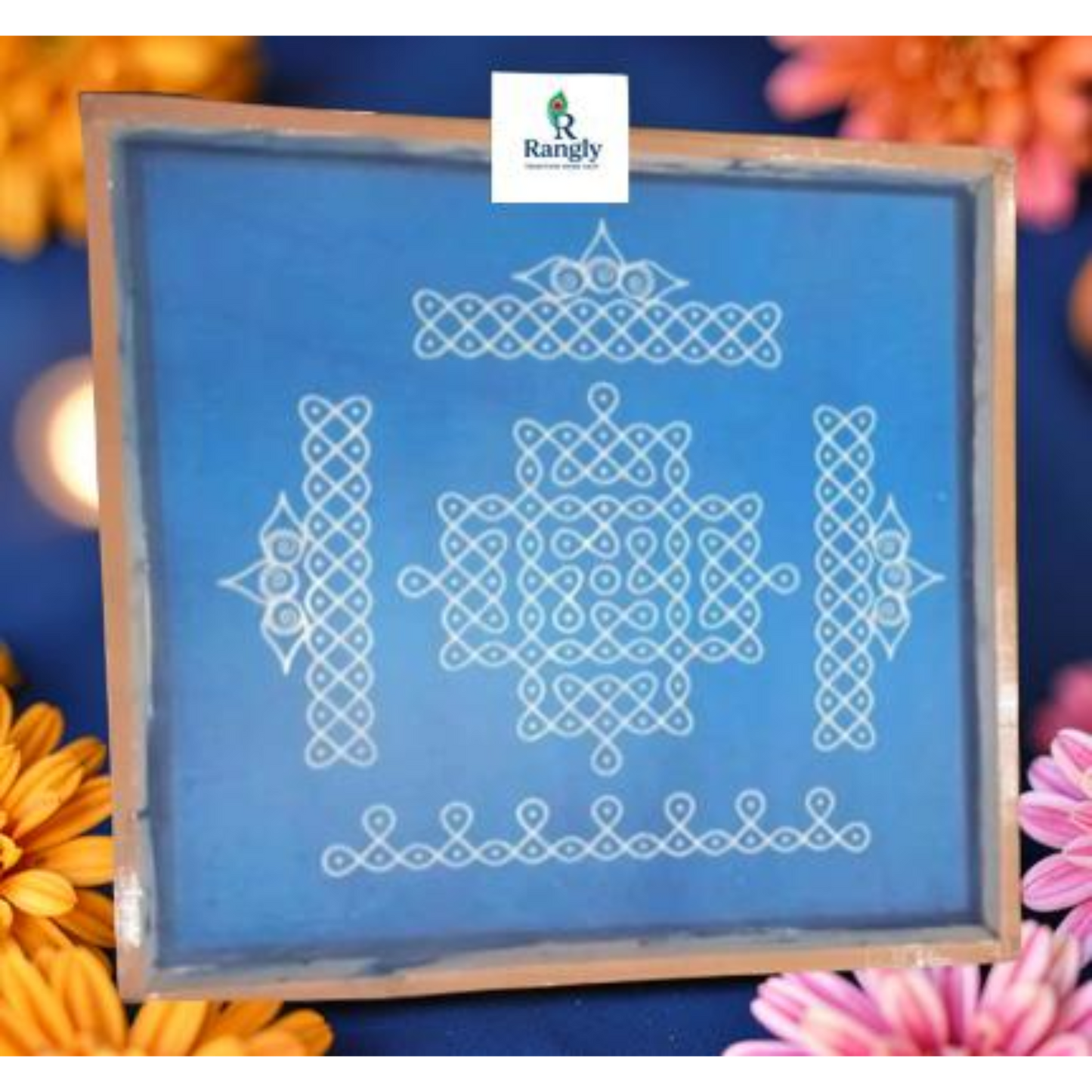 Rangly Square Rangoli Stencil  Pack of 1 piece - WJ2403