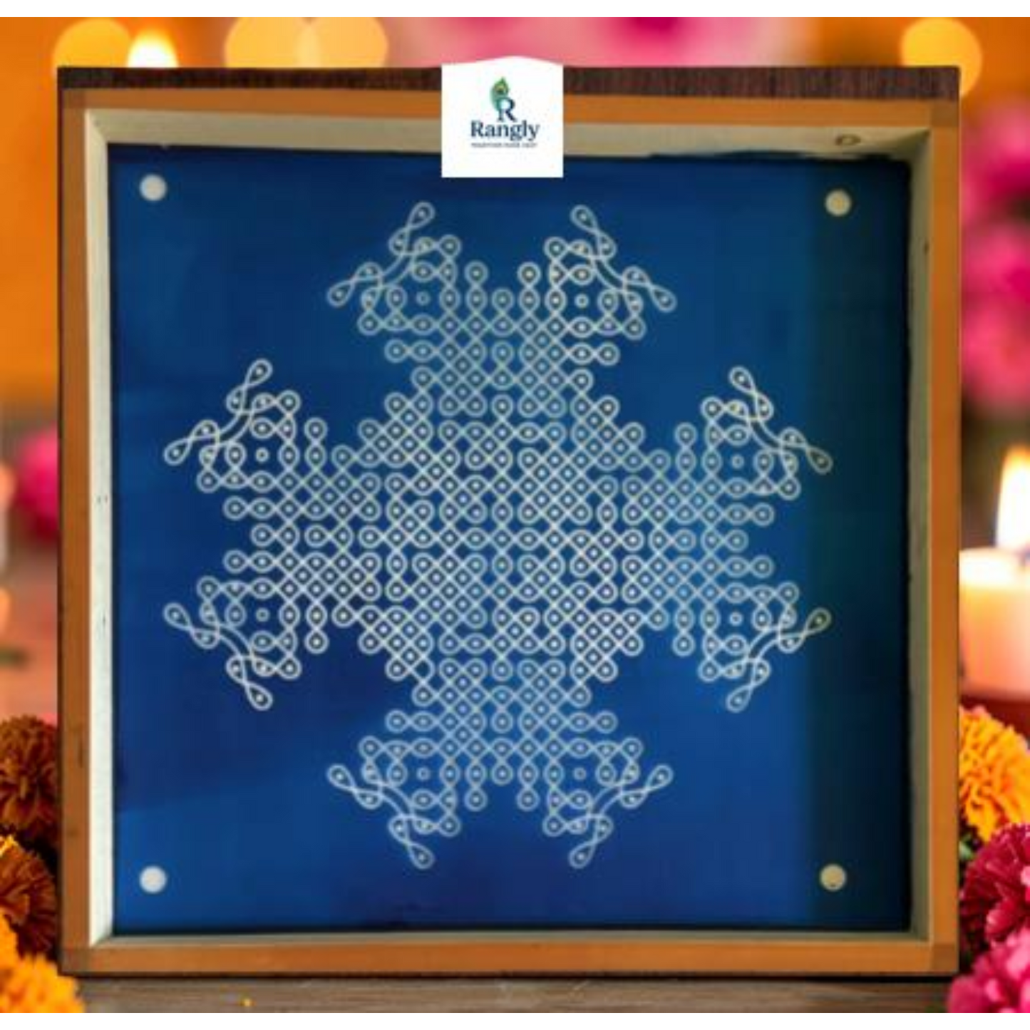 Rangly Symmetrical Jumbo Kolam Stencil Wooden Pack of 1 piece -  WJ2012