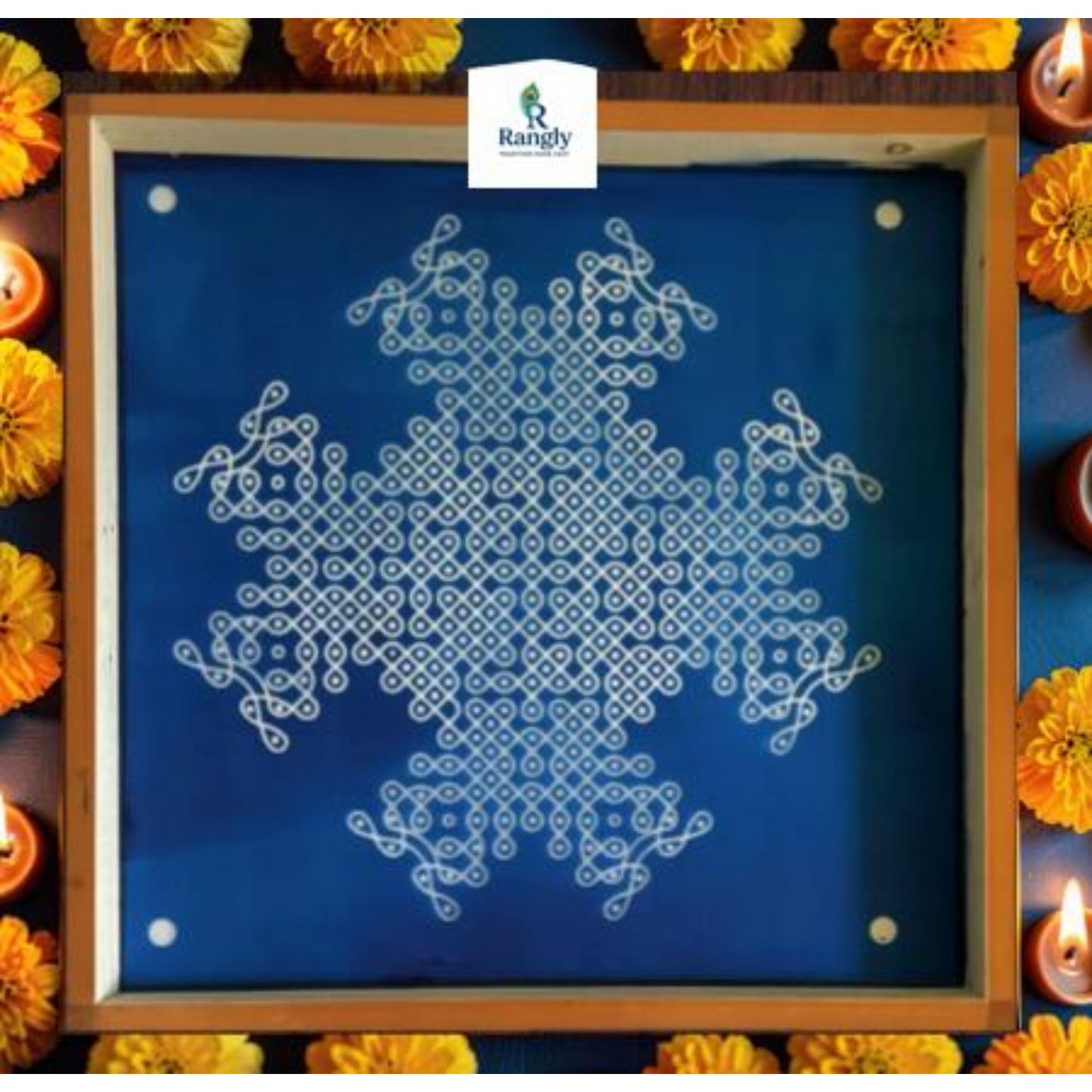 Rangly Symmetrical Jumbo Kolam Stencil Wooden Pack of 1 piece -  WJ2012