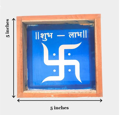 Rangly  Swastik Shub Labh Rangoli Stencil Wooden  5x5 Inches  Pack of 1 Piece