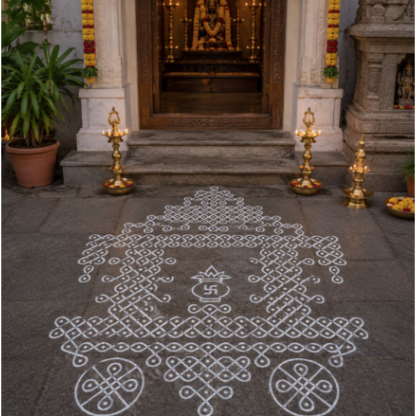 Ratham Kolam Stencil Y34 _ Festive Chariot Art_Rangly