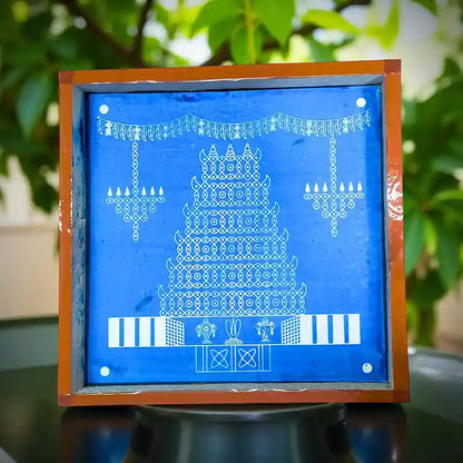 Rangly Temple Gopuram Kolam  Rangoli Stencil Wooden  10x10 Inches  Pack of 1 Piece