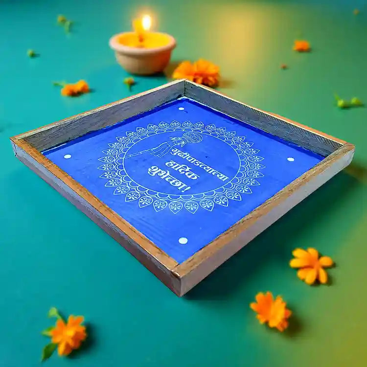 Rangly Gudi Padwa  Rangoli Stencil Wooden  10x10 Inches  Pack of 1 Piece