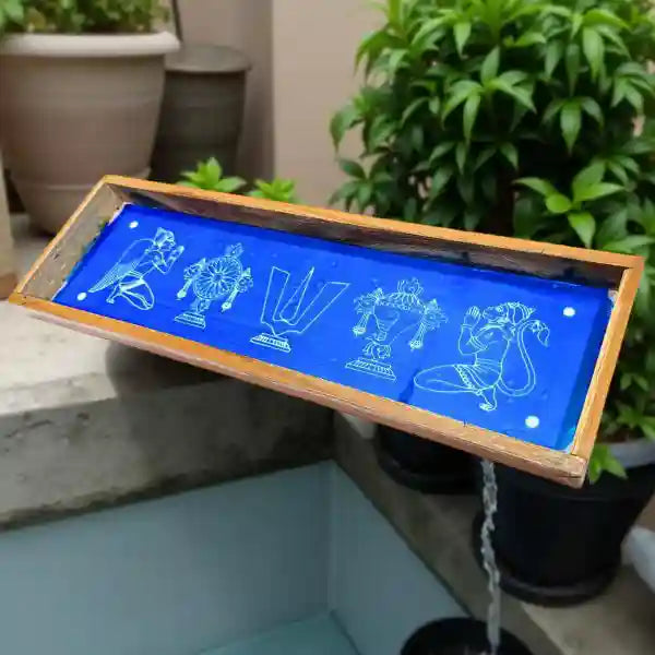 Thenkalai Shankh Chakra Namah Hanuman  Rangoli Stencil Wooden 17x5 Inches  Pack of 1 Piece