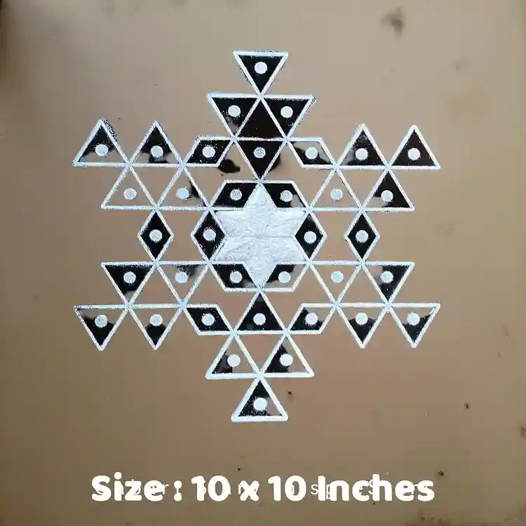 Rangly Star Flower Padi  Rangoli Stencil Wooden  10x10 Inches  Pack of 1 Piece