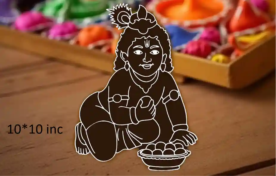 Rangly Bal Krishna Rangoli Stencil 10×10 Inches Pack of 1 Piece