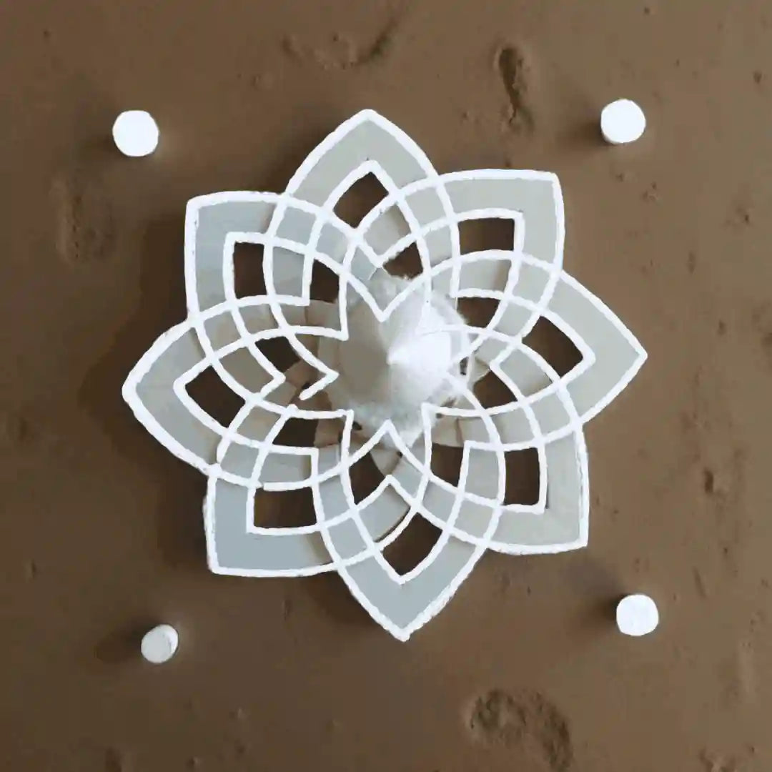 Rangly Hruday Kamal Kolam Rangoli Stencil Wooden 5*5 Inches Pack of 1 piece