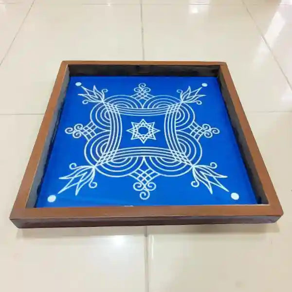 Rangly Iyengar Padi Kolam Rangoli Stencil Model 5  Wooden  10x10 Inches  Pack of 1 Piece