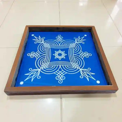Rangly Iyengar Padi Kolam Rangoli Stencil Model 5  Wooden  10x10 Inches  Pack of 1 Piece