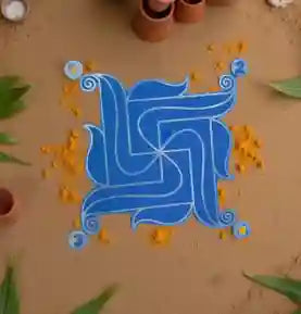 Rangly  Swastik Spiral Rangoli Stencil Wooden 5*5 Inches Pack of 1 piece