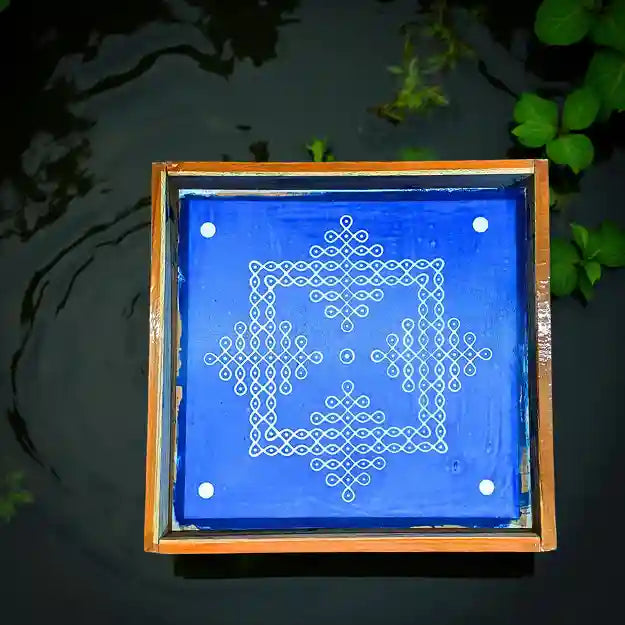 Rangly Kambi Kolam Model 4 Rangoli Stencil Wooden  10x10 Inches  Pack of 1 Piece