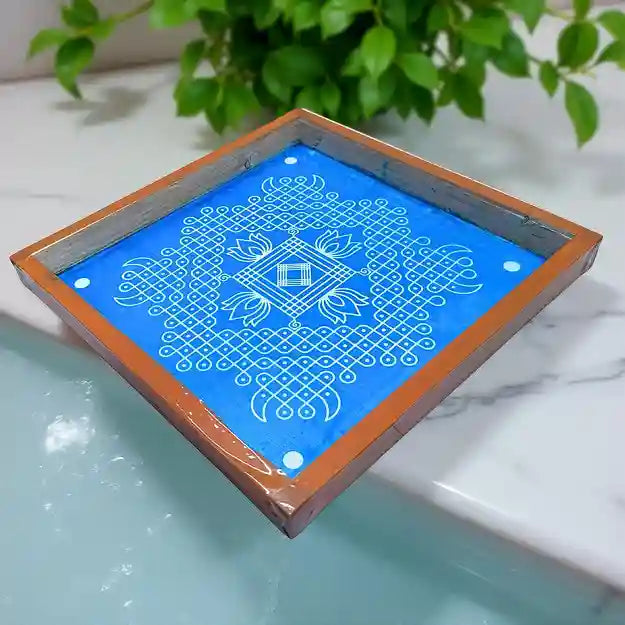 Rangly Kambi Kolam Model 3 Rangoli Stencil Wooden  10x10 Inches  Pack of 1 Piece