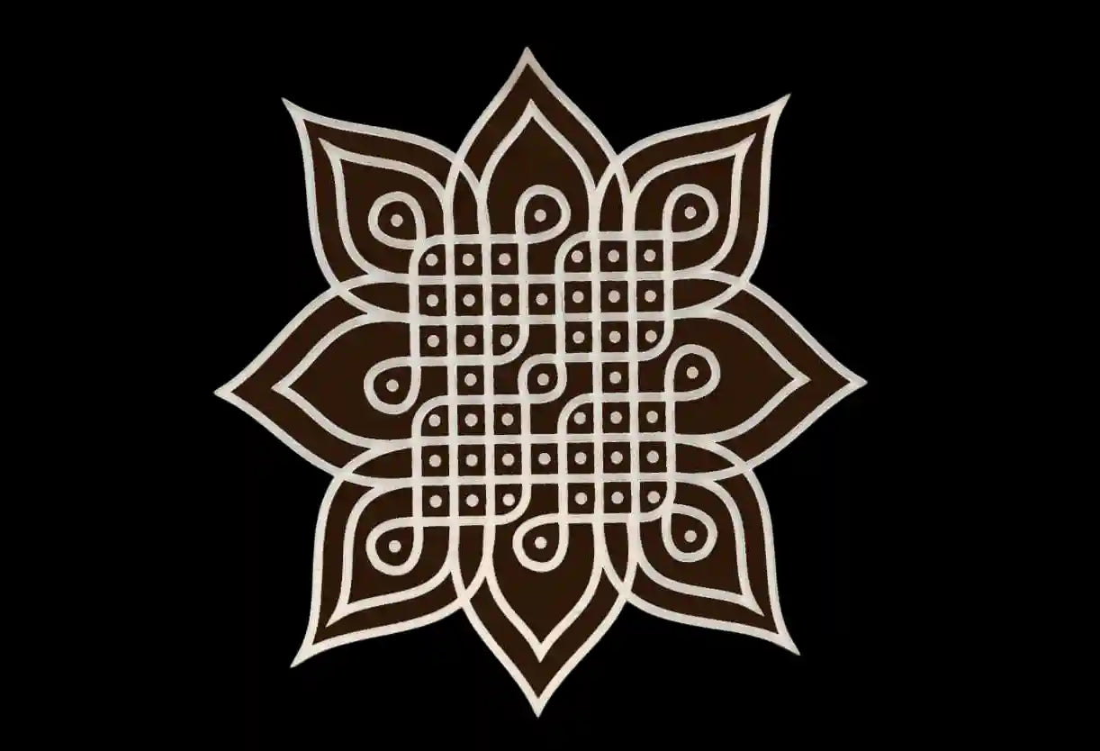 Rangly Kambi Kolam Model 7  Rangoli Stencil Wooden  10x10 Inches  Pack of 1 Piece