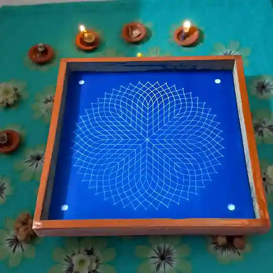 Rangly Sahasradala Padma Rangoli Stencil Wooden  10x10 Inches  Pack of 1 Piece