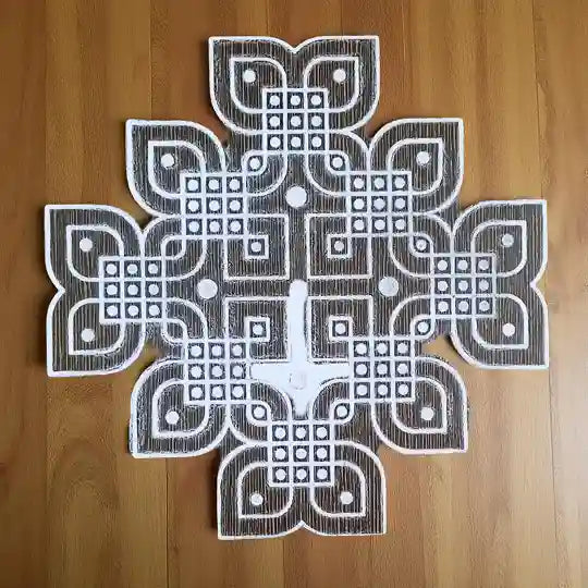 Rangly Padi Kolam Model 1  Rangoli Stencil Wooden  10x10 Inches  Pack of 1 Piece